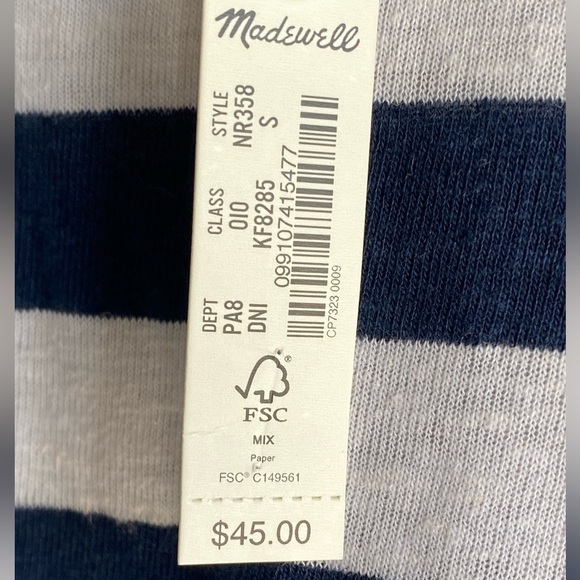 Madewell NWT Linen-Blend Crewneck Oversized Tee Women’s Size S Dark Nightfall - Picture 6 of 10